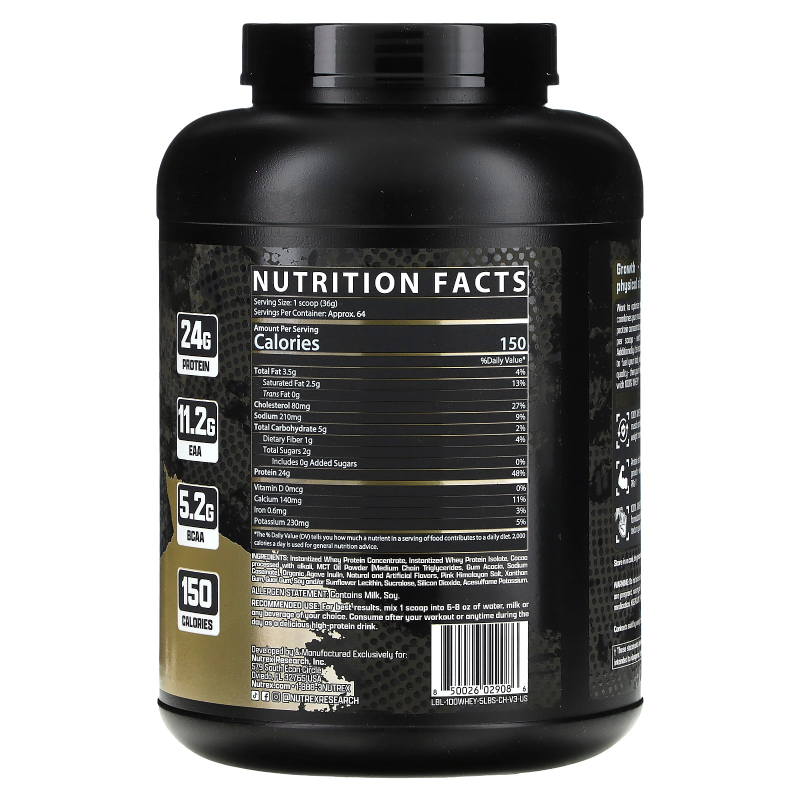 Nutrex Research 100% Whey, Chocolate, 5 LB 2.72kg