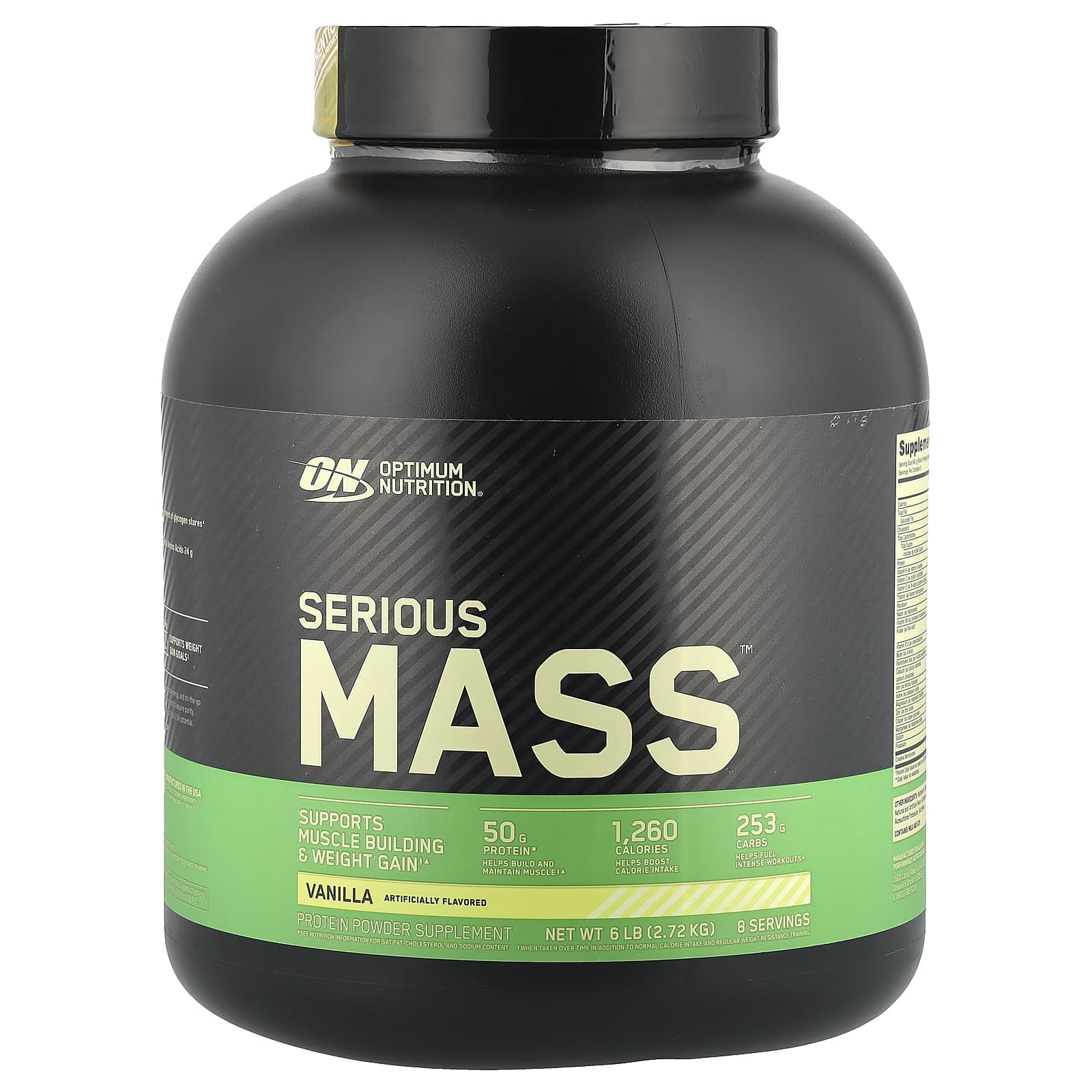 Optimum Nutrition (ON) Serious Mass: High Protein Muscle Building & Weight Gainer Protein Powder, 50 Grams of Protein, Vitamin C, Zinc And Vitamin D For Immune Support - Vanilla, 6 Lbs (2.72 KG)