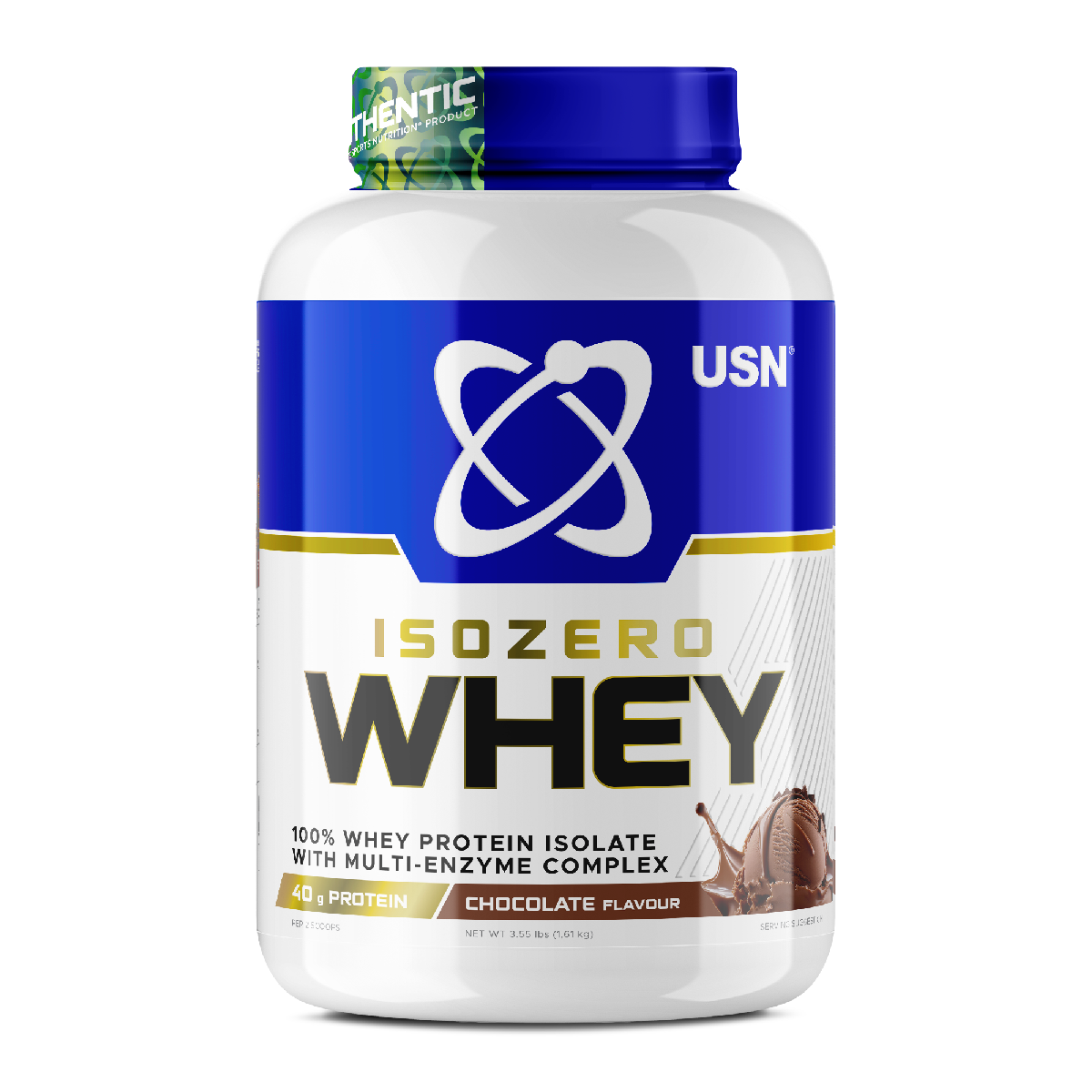 USN ISO Zero Whey 1.6kg Chocolate – 100% Whey Protein Isolate with Multi-Enzyme Complex | Lean Muscle & Recovery Support
