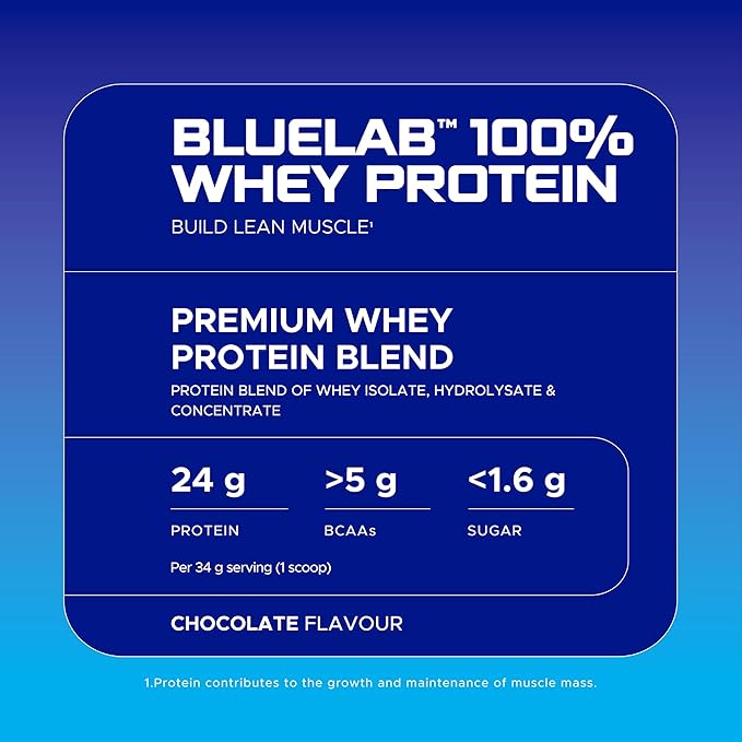 USN Blue Lab Whey Chocolate 908g – Premium Whey Protein Powder with Whey Isolate, Hydrolysate & Concentrate | 24g Protein with Added BCAAs | Post-Workout Muscle Recovery & Strength Support