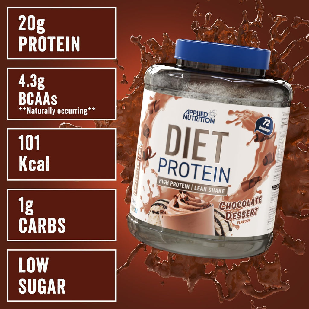 Applied Nutrition Diet Whey, Whey Protein, Low Carb and Sugar Protein Powder Supplement, with CLA, L-Carnitine, Green Tea (1.8 kg, Vanilla)
