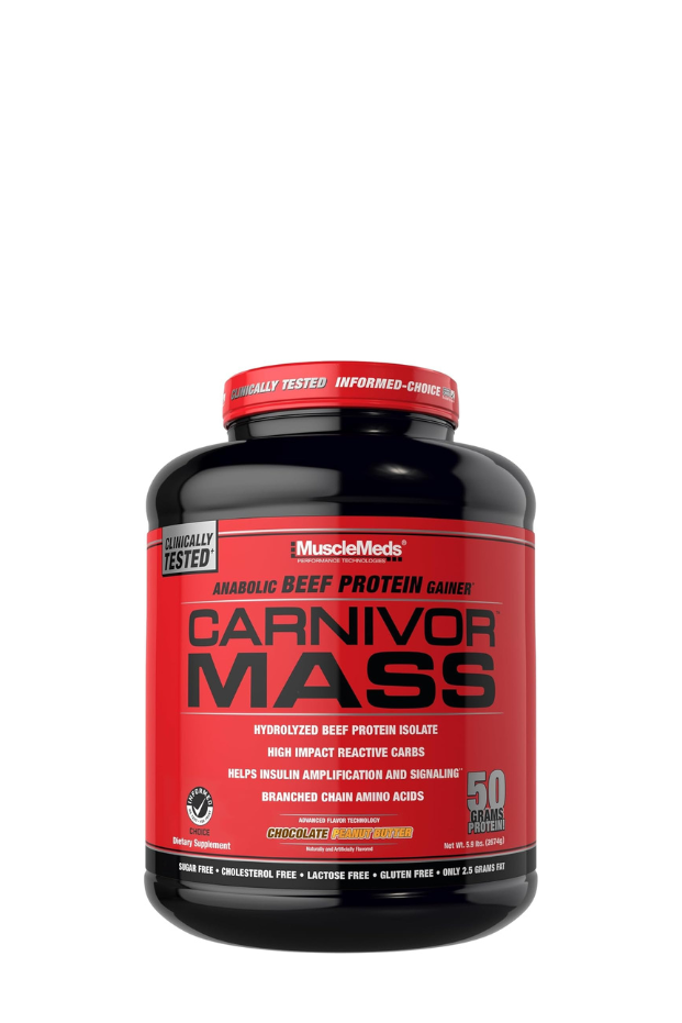 MuscleMeds Carnivor Mass Anabolic Beef Protein Gainer, Chocolate Peanut Butter, 6 Pounds