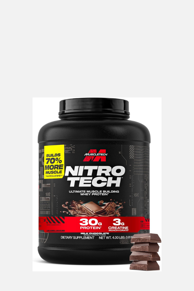 Muscletech NitroTech Whey Protein - 30gm Protein, 3gm Creatine & 6.8gm BCAAs, Chocolate Flavor Flavor, 4.00 lbs