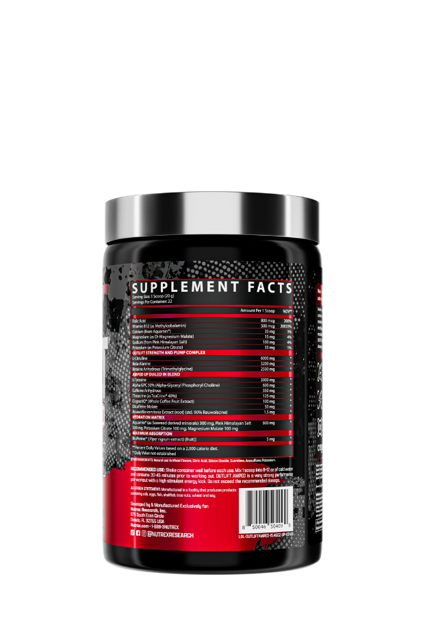 Outlift Amped Explosive Energy, Extreme Pumps and Enhanced Focus Pre-Workout