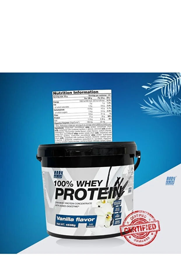 بروتين مصل اللبن 100% من بودي آرمور - بنكهة الفانيليا، 4536 غرام