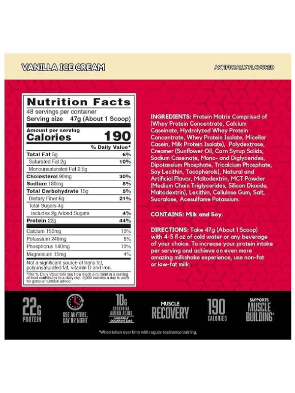 BSN Syntha-6 Ultra Premium Protein Matrix, Whey Protein Powder, Micellar Casein, Milk Protein Isolate Powder - Vanilla Milkshake, 5 lbs, 48 Servings (2.27 KG)